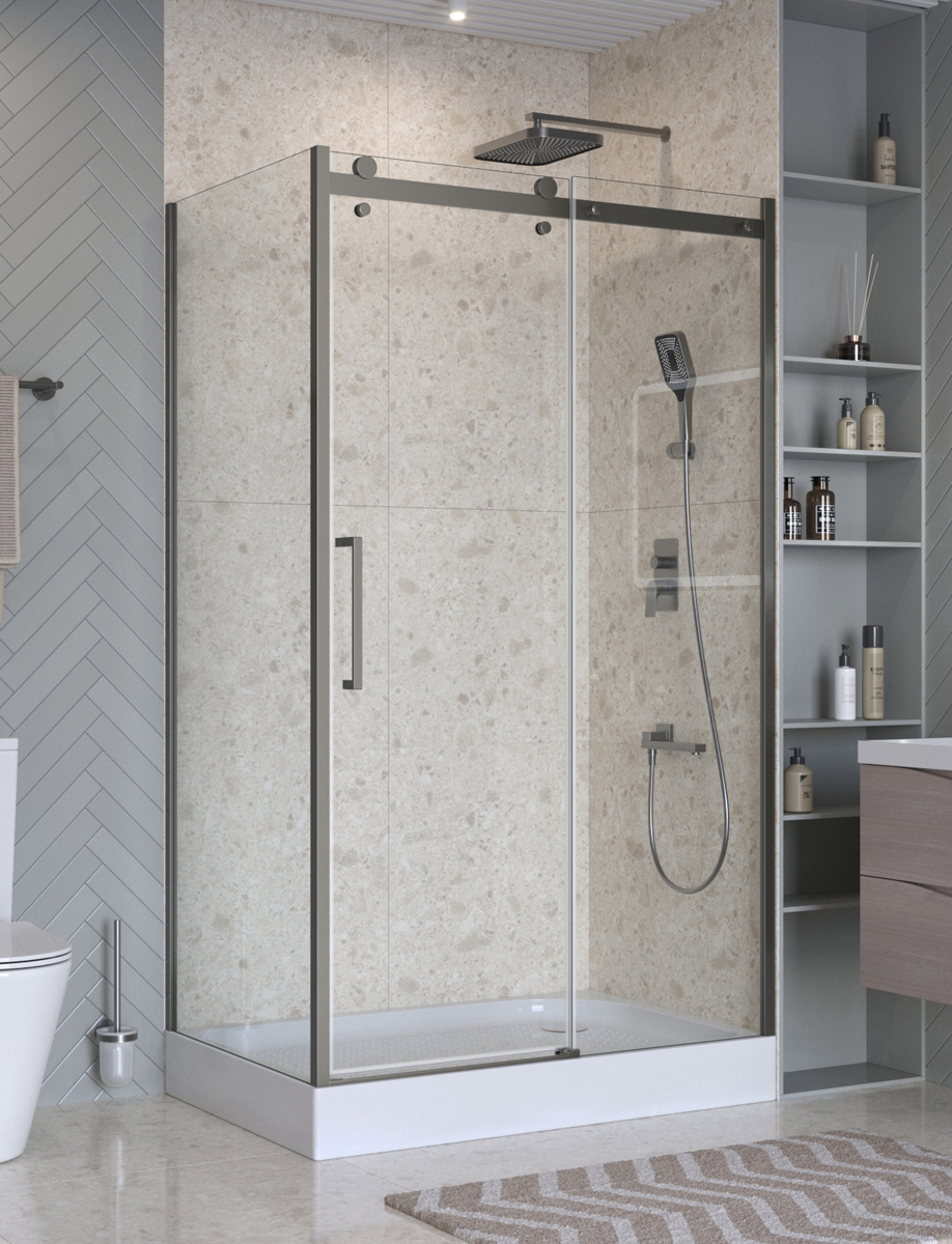 купить Душевой уголок BelBagno MARINO-2-AH-1-150/90-C-GM 150х90см профиль оружейная сталь, стекло прозрачное 