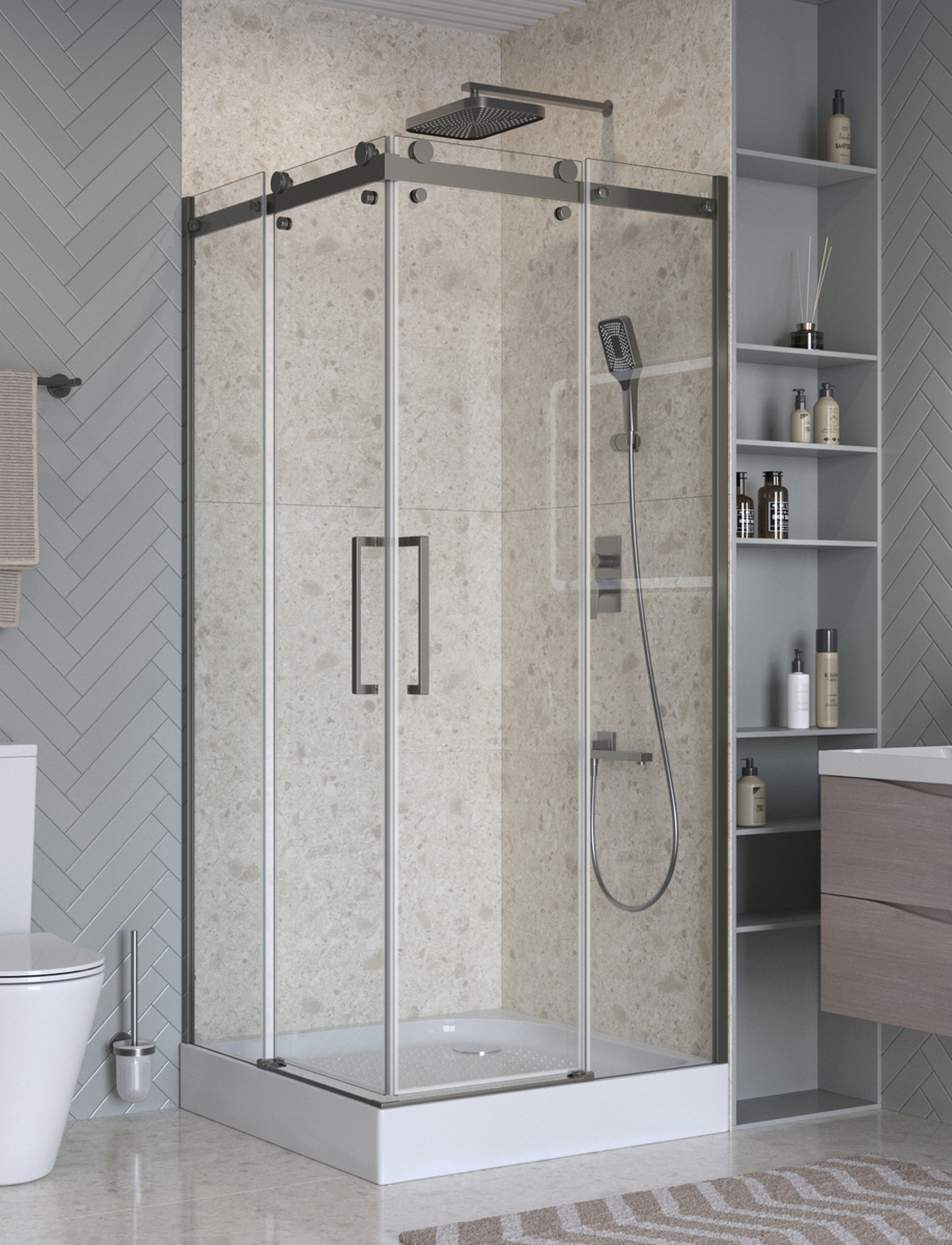 купить Душевой уголок BelBagno MARINO-2-A-2-90-C-GM 90х90см профиль оружейная сталь, стекло прозрачное 