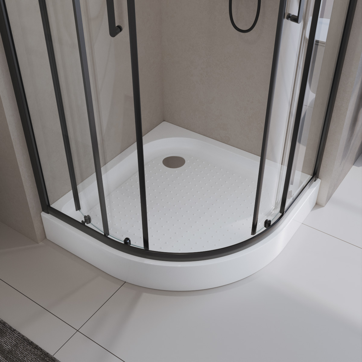 Акриловый поддон 95х95 BelBagno TRAY-BB-R-95-550-15-W с сифоном