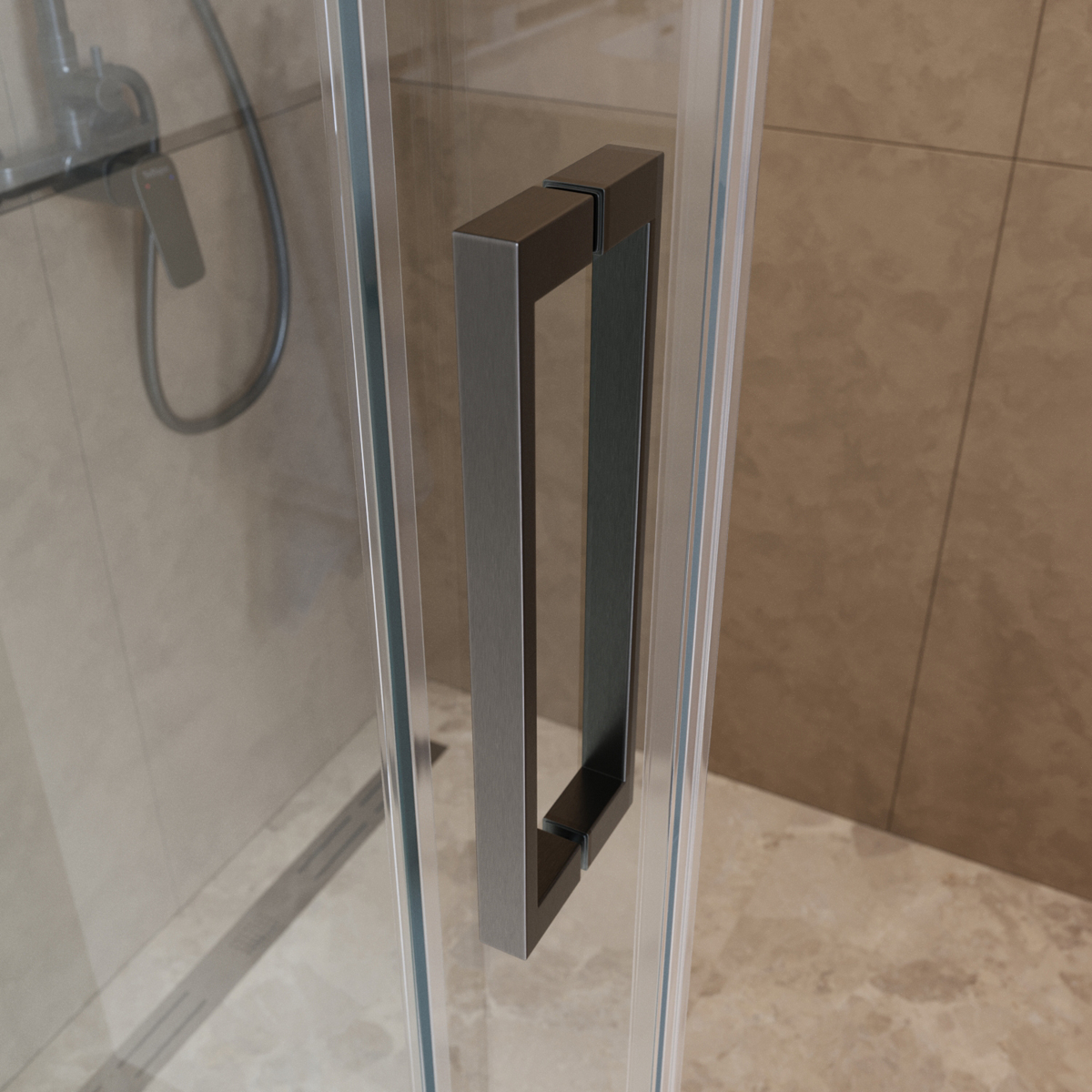 Душевая дверь шириной 150см BelBagno SOFT_CLOSE-1-BF-1-150-C-GM профиль оружейная сталь, стекло прозрачное