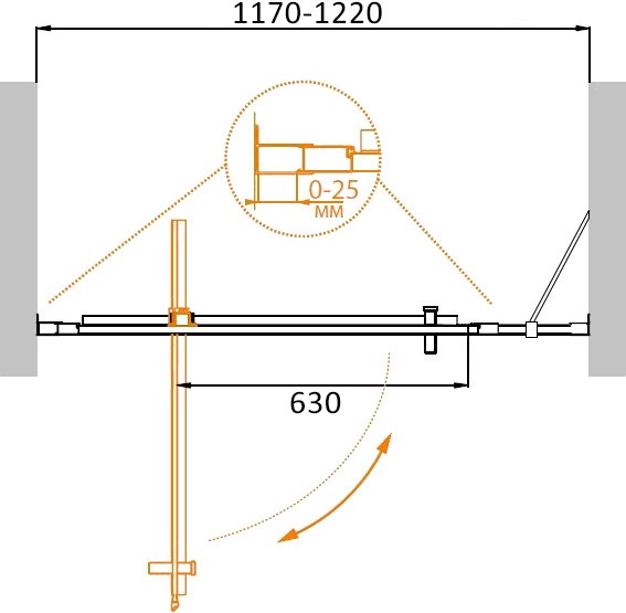 Дверь в проём Cezares MOLVENO-BA-11-90+30-C-Cr-IV, 120х195, профиль хром, стекло прозрачное