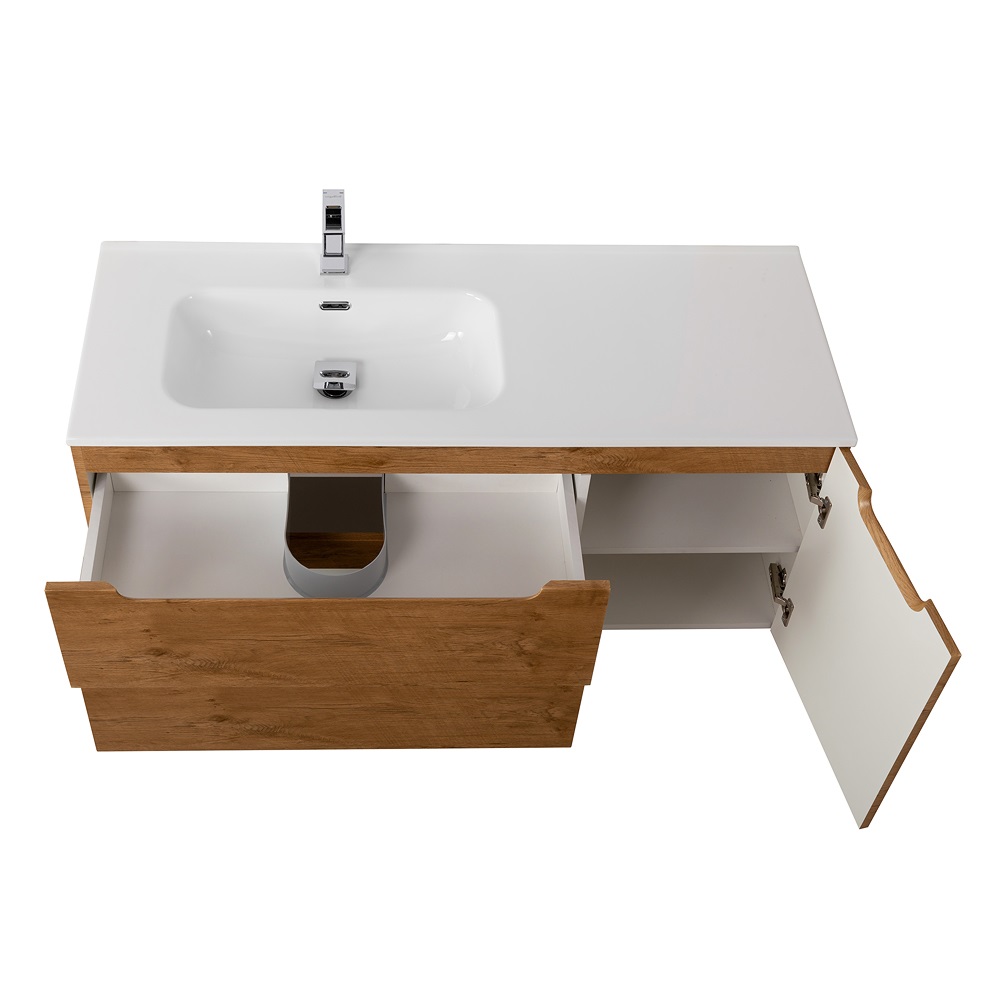 Подвесная тумба с раковиной BelBagno ETNA 120 Rovere Nature левая, ETNA-1200-2C-1A-SO-RN-L + BB1200ETL-L