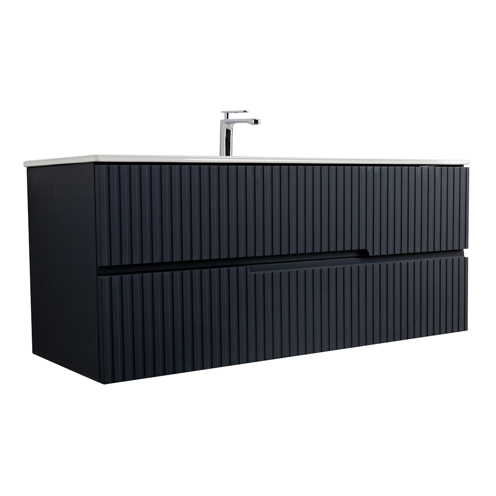 Тумба подвесная CEZARES DUET-N-1200-2C-SO-GR-P с раковиной CZR-8073-120, графит 