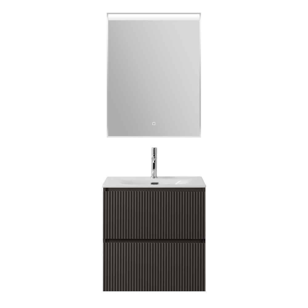 Тумба с раковиной подвесная BelBagno UNO-MINI-500-2C-SO-GSO Темно-Серый матовый, раковина белая BB-8099-3-50