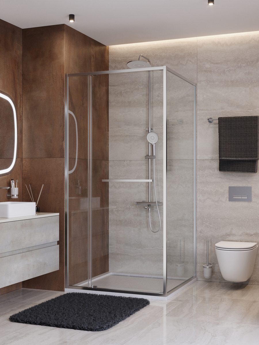 купить Душевой уголок Cezares LUX-A-FS-11-100-C-CR, 100х100х195, профиль хром, стекло прозрачное 