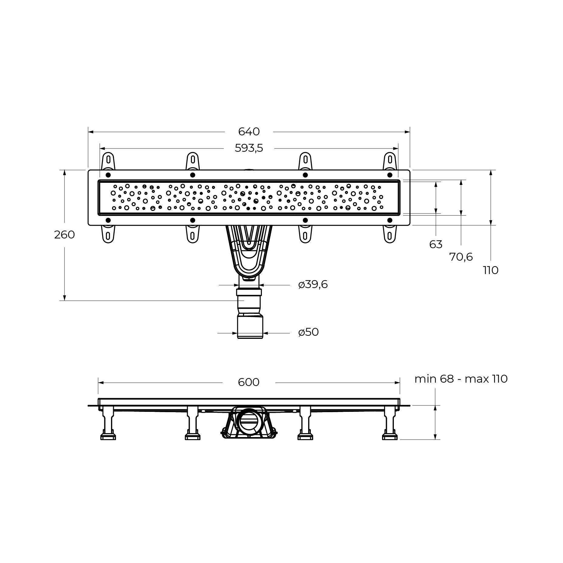 Душевой лоток CEZARES SLIDER-LD-60-BORO брашированное золото