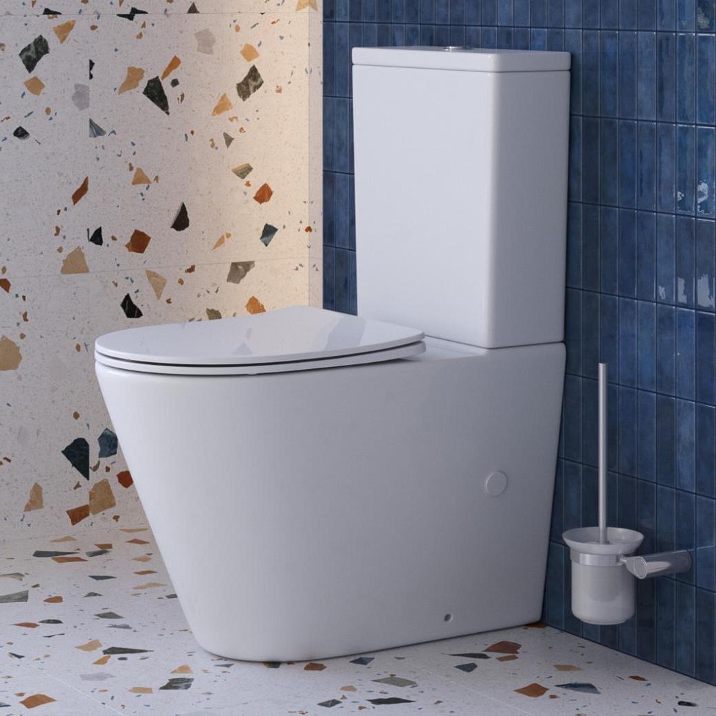 купить Унитаз-компакт безободковый с сиденьем и смывом TORNADO BelBagno FLAY-R BB2149CP-TOR/SC + BB2149T 
