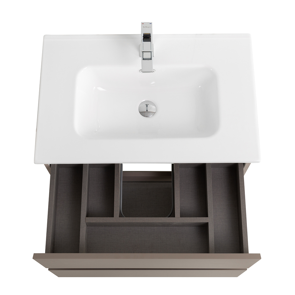 Тумба с раковиной подвесная BelBagno KRAFT-600-2C-SO-CO Бежевый матовый, раковина белая BB600ETL