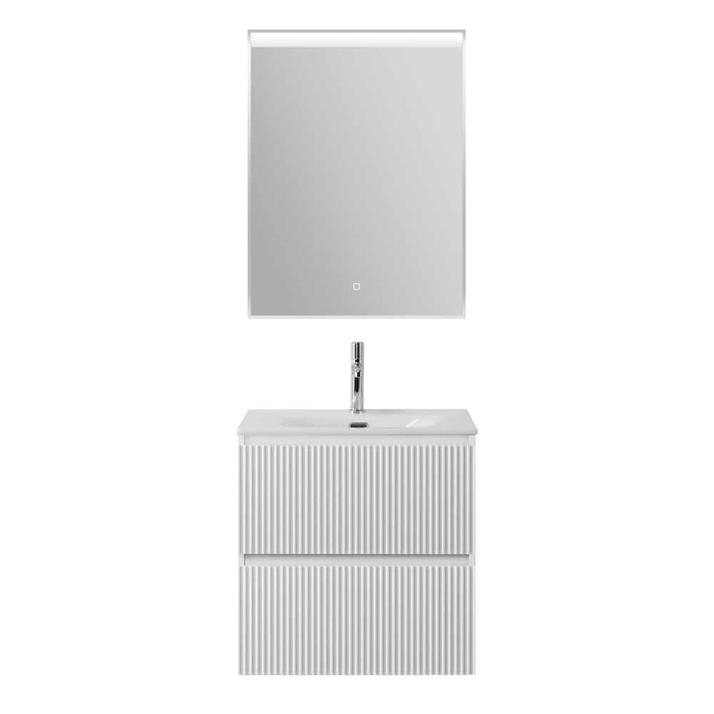 Тумба с раковиной подвесная BelBagno UNO-MINI-500-2C-SO-BO Bianco Opaco, раковина белая BB-8099-3-50