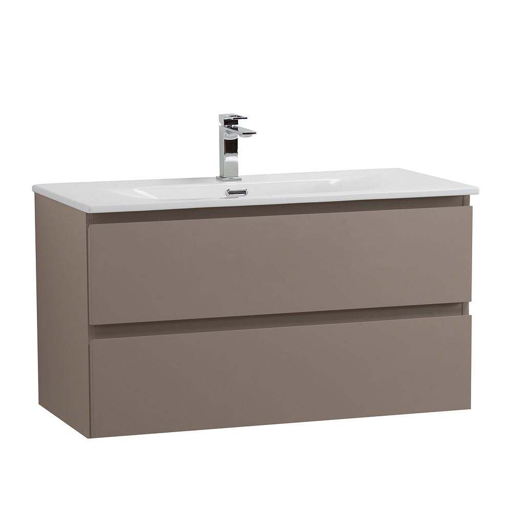 Тумба с раковиной подвесная BelBagno KRAFT-900-2C-SO-CO Бежевый матовый, раковина белая BB-8099-90