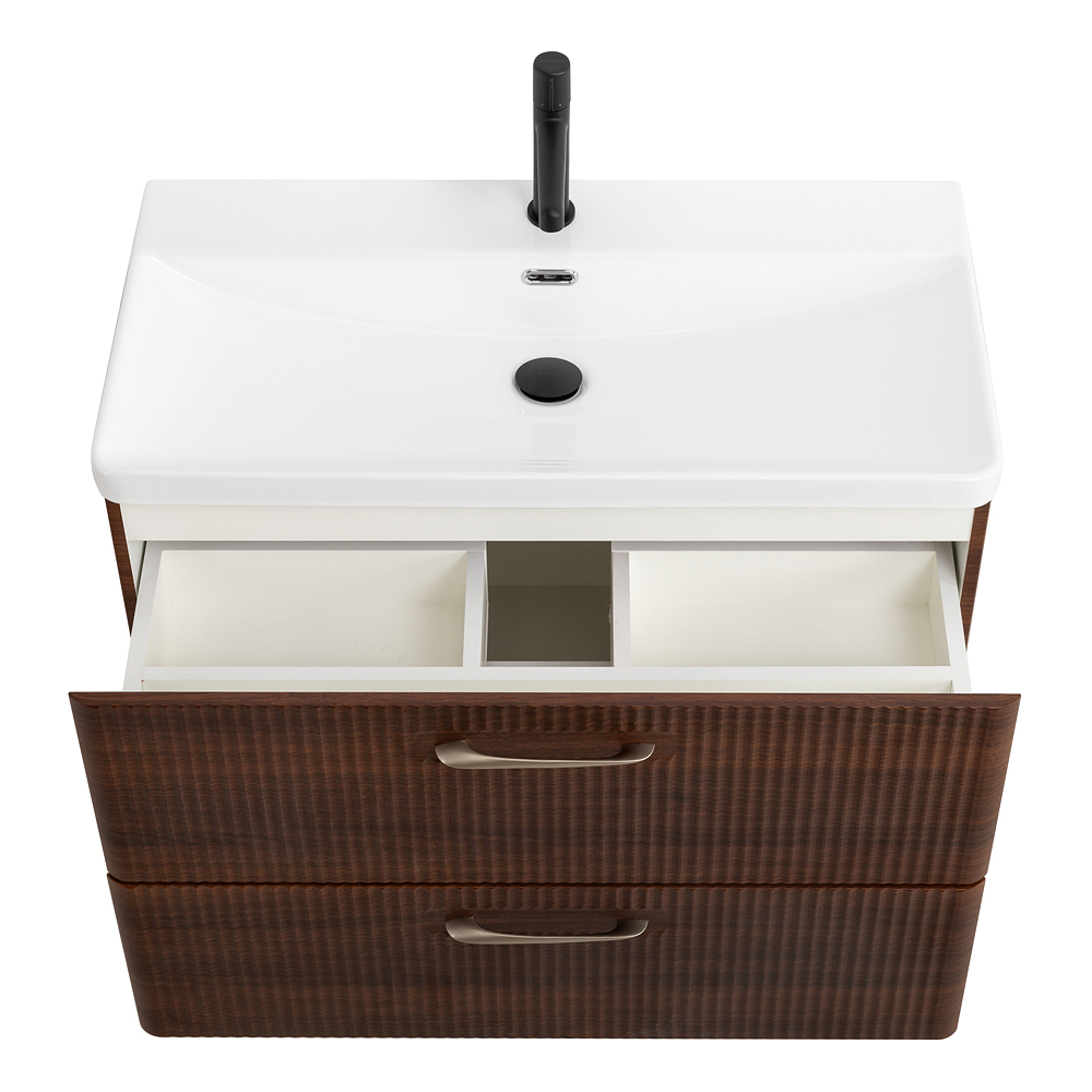 Подвесная тумба с раковиной Belbagno DUE, 80 см Noce DUE-800-2C-SO-NOCE-P + BB-8076-3-80