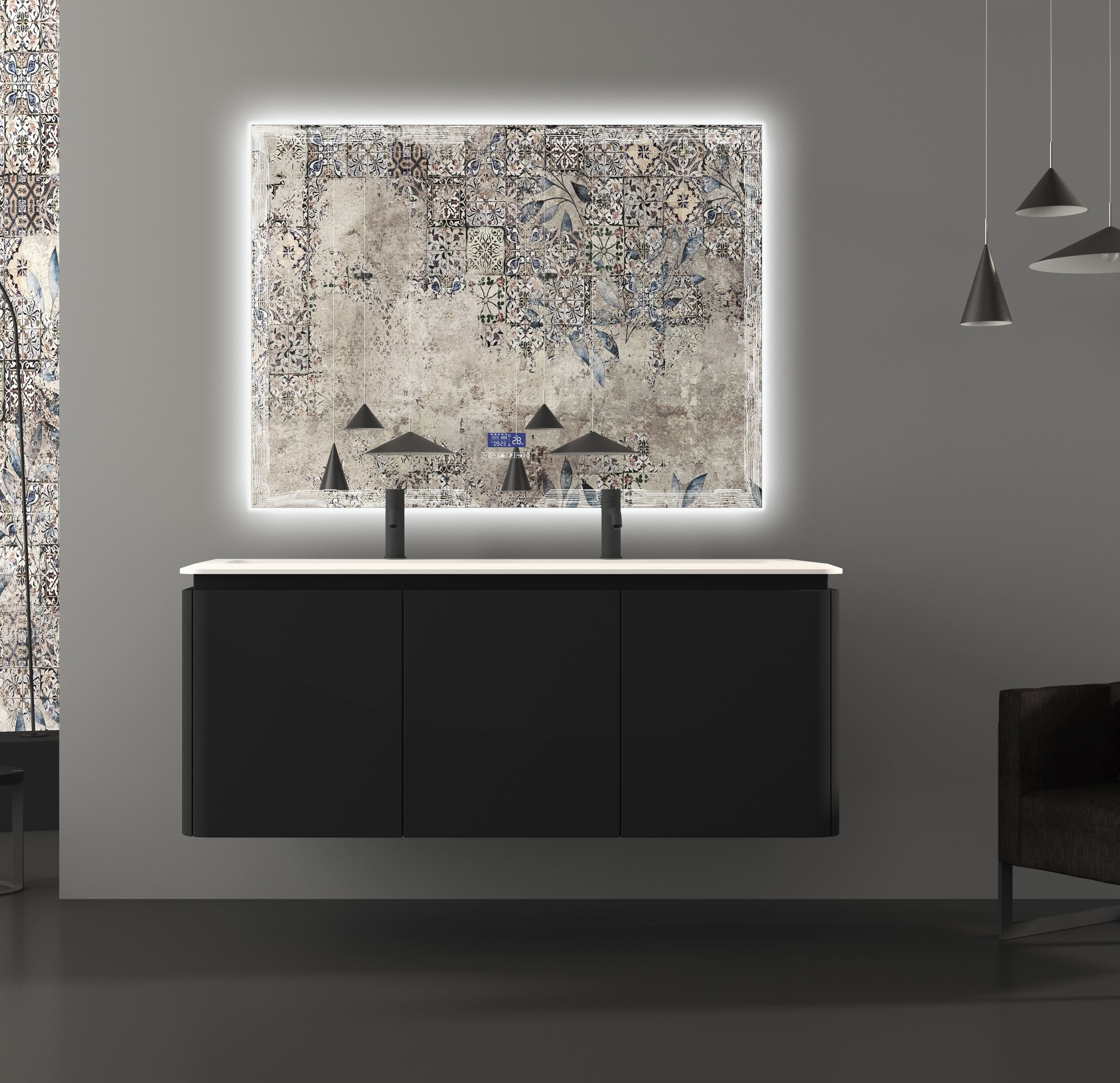 Мебель для ванной комнаты CEZARES STYLUS 141 см Nero grafite 55231 + 55265