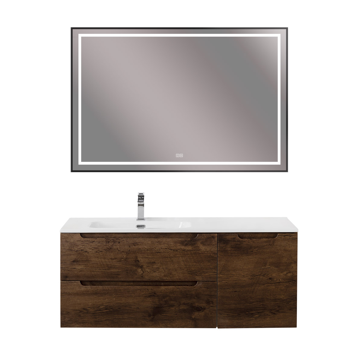 Подвесная тумба с раковиной BelBagno ETNA 120 Rovere Moro левая, ETNA-1200-2C-1A-SO-RW-L + BB1200ETL-L