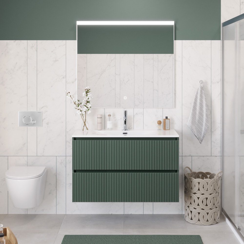 Тумба с раковиной подвесная BelBagno UNO-1000-2C-SO-VO Еловый матовый, раковина белая BB-8099-100
