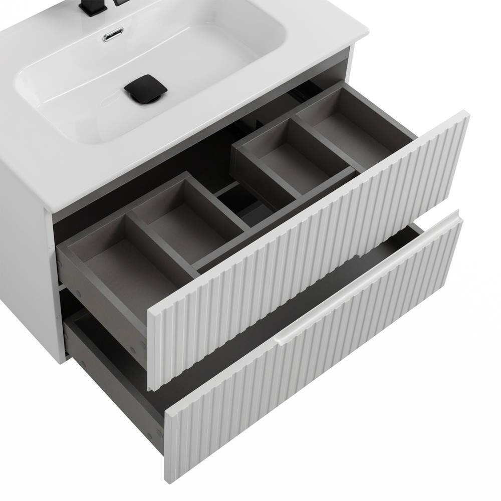 Тумба подвесная CEZARES DUET-N-900-2C-SO-BL с раковиной CZR-8095-90, белый глянец