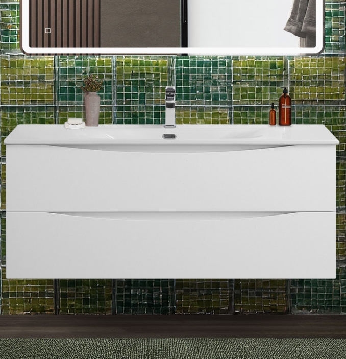 купить Тумба с раковиной подвесная BelBagno MARINO-CER-N-1200-2C-SO-BO-P Bianco Opaco, раковина белая BB-8099-120 