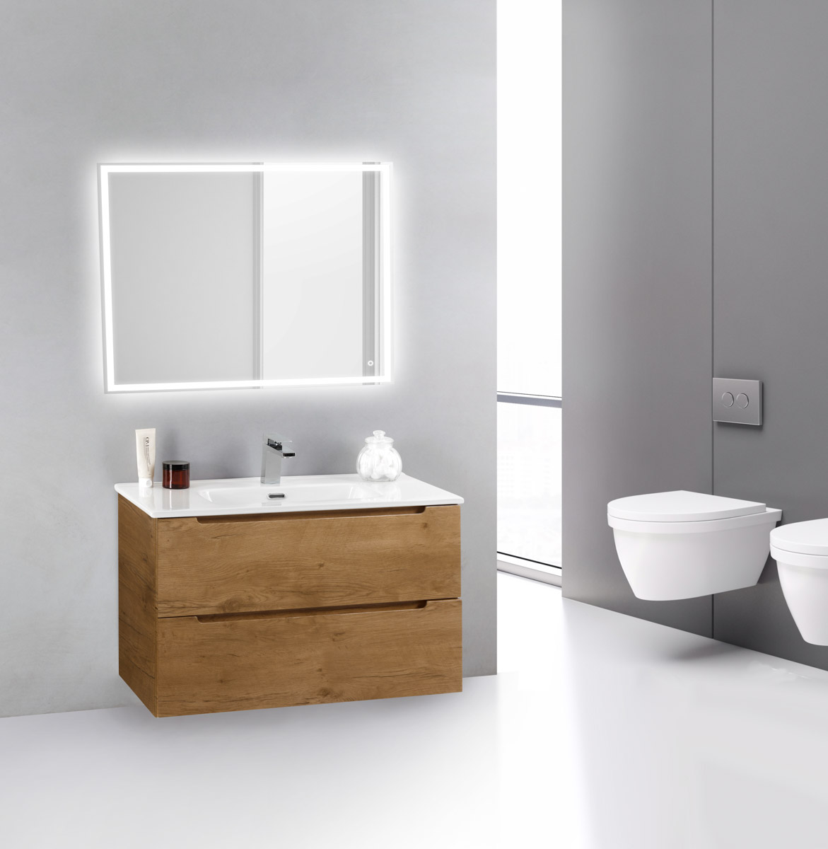 Тумба подвесная с раковиной BelBagno ETNA39-600/390-2C-SO-RN-P+BB600/390ETL