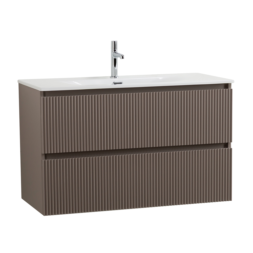 Тумба с раковиной подвесная BelBagno UNO-1000-2C-SO-СO Бежевый матовый, раковина белая BB-8099-100