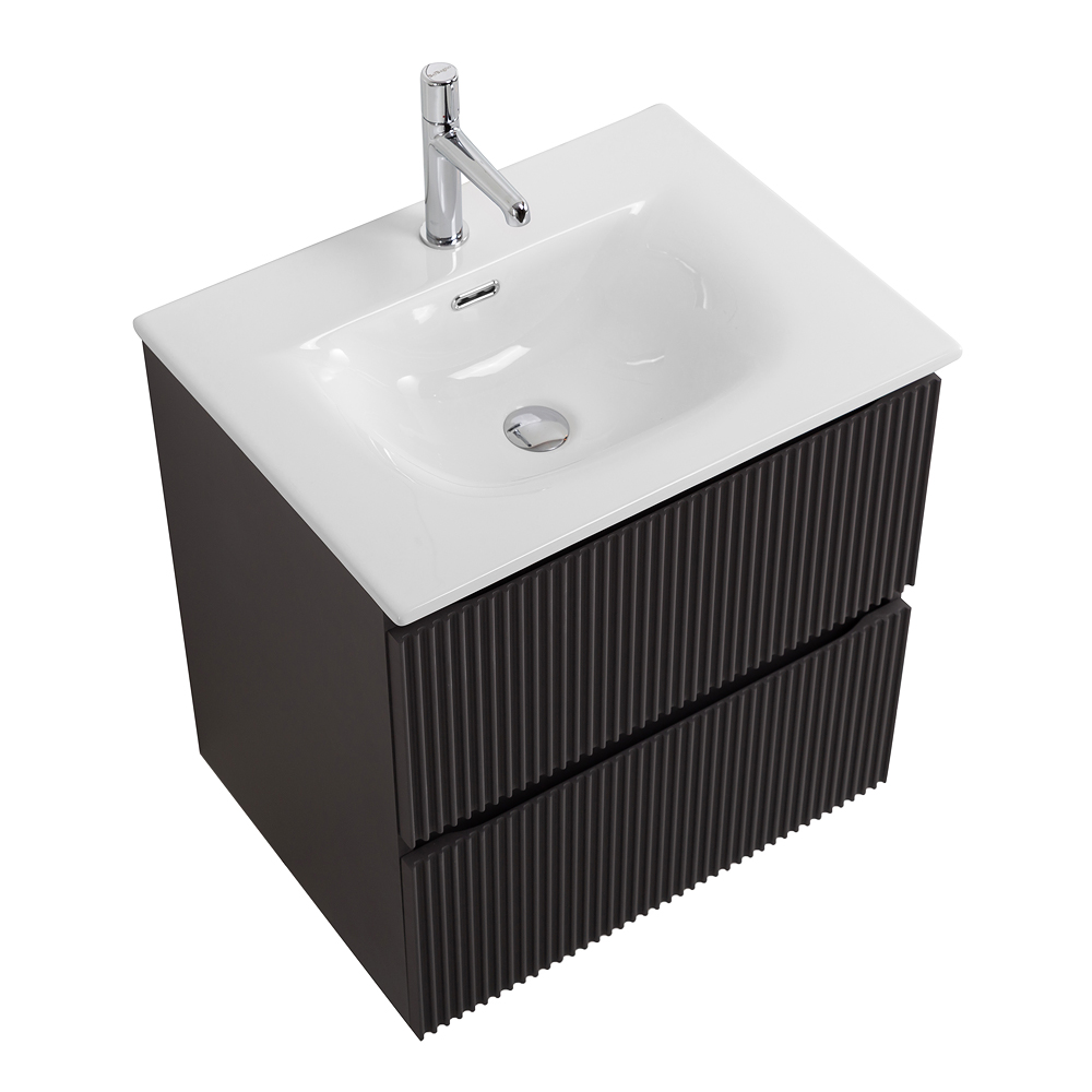 Тумба с раковиной подвесная BelBagno UNO-MINI-500-2C-SO-GSO Темно-Серый матовый, раковина белая BB-8099-3-50