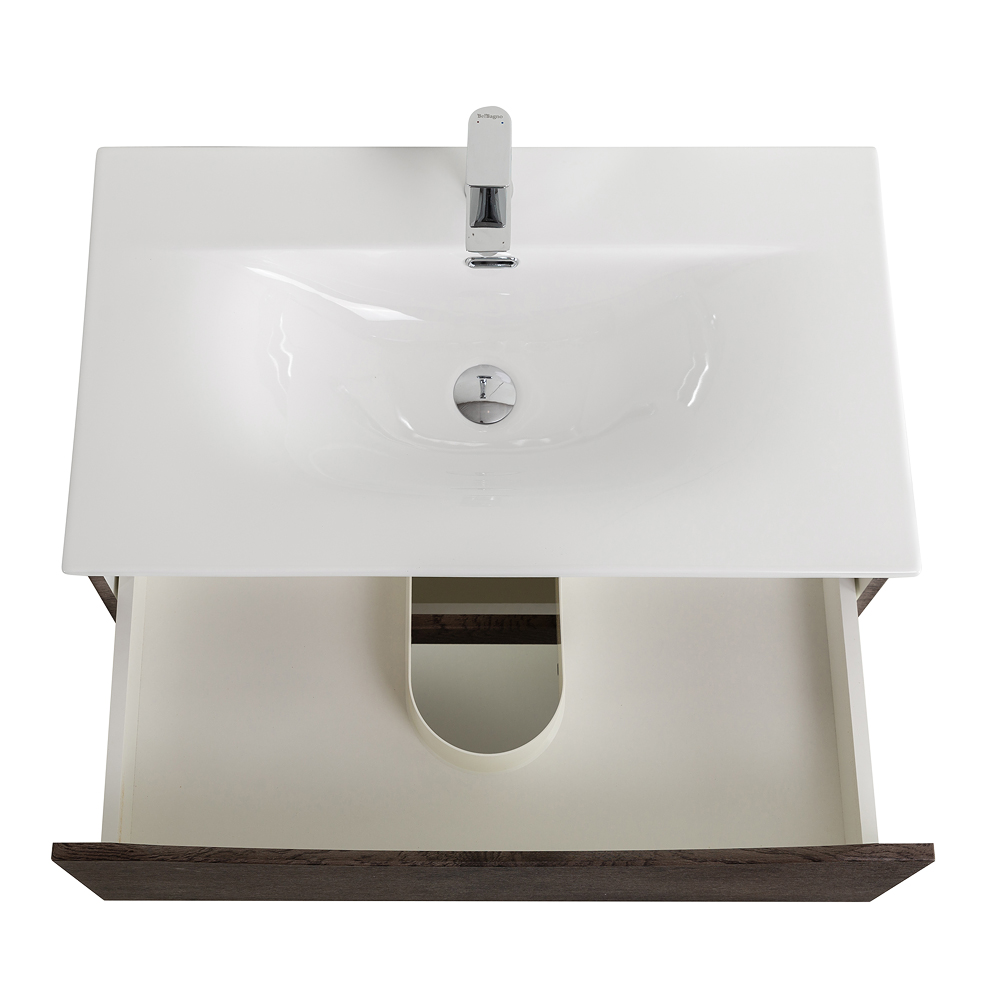 Тумба с раковиной подвесная BelBagno MARINO-CER-N-900-2C-SO-RNG-P Rovere Nature Grigio, раковина белая BB-8099-90