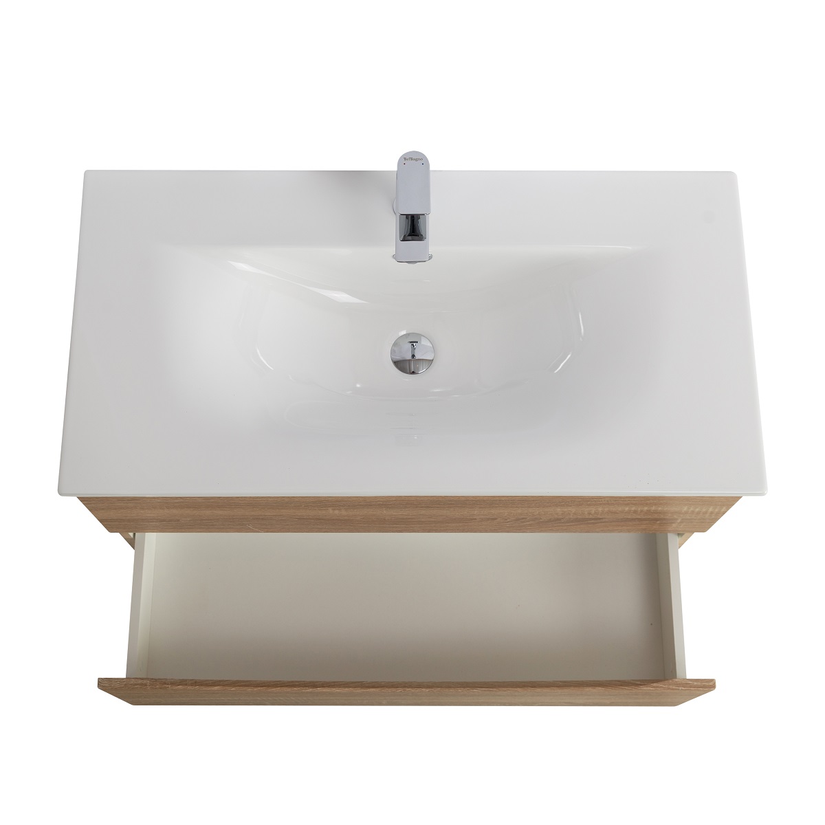 Тумба с раковиной подвесная BelBagno MARINO-CER-N-1000-2C-SO-WO-P Rovere Bianco, раковина белая BB-8099-100