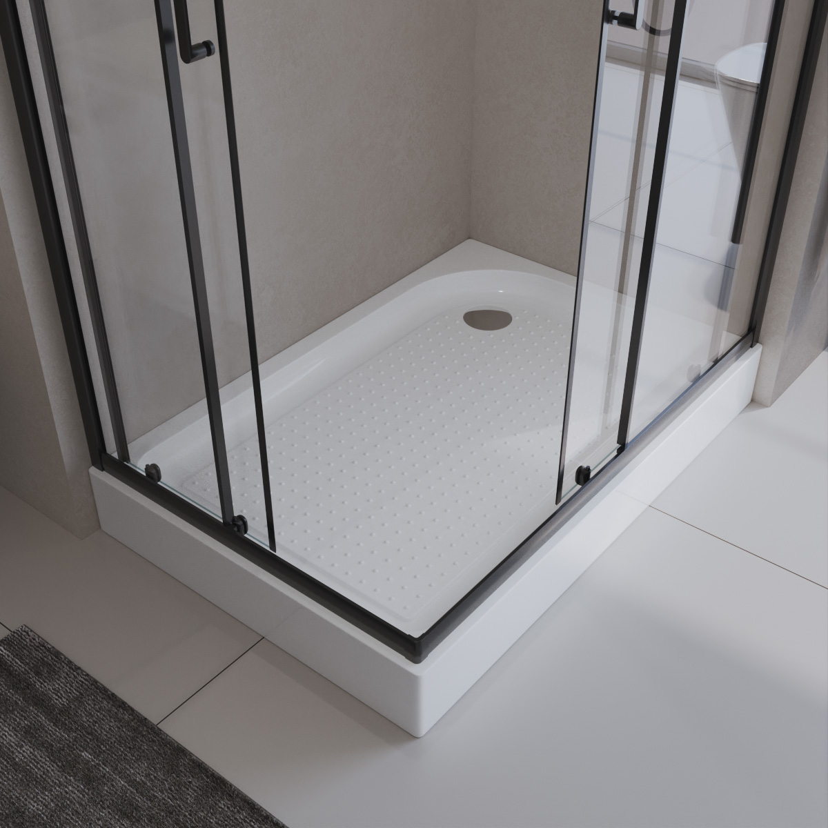Акриловый поддон 100х80 правосторонний BelBagno TRAY-BB-AH-100/80-15-W-R с сифоном