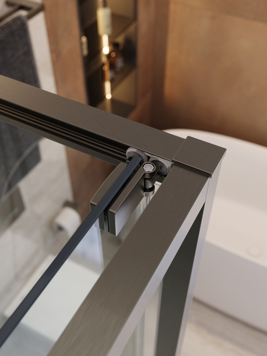 Душевой уголок Cezares LUX-AH-FS-11-140/100-C-GM, 140х100х195, профиль оружейная сталь, стекло прозрачное