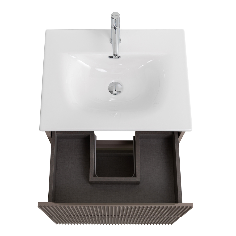 Тумба с раковиной подвесная BelBagno UNO-MINI-600-2C-SO-СO Бежевый матовый, раковина белая BB-8099-3-50