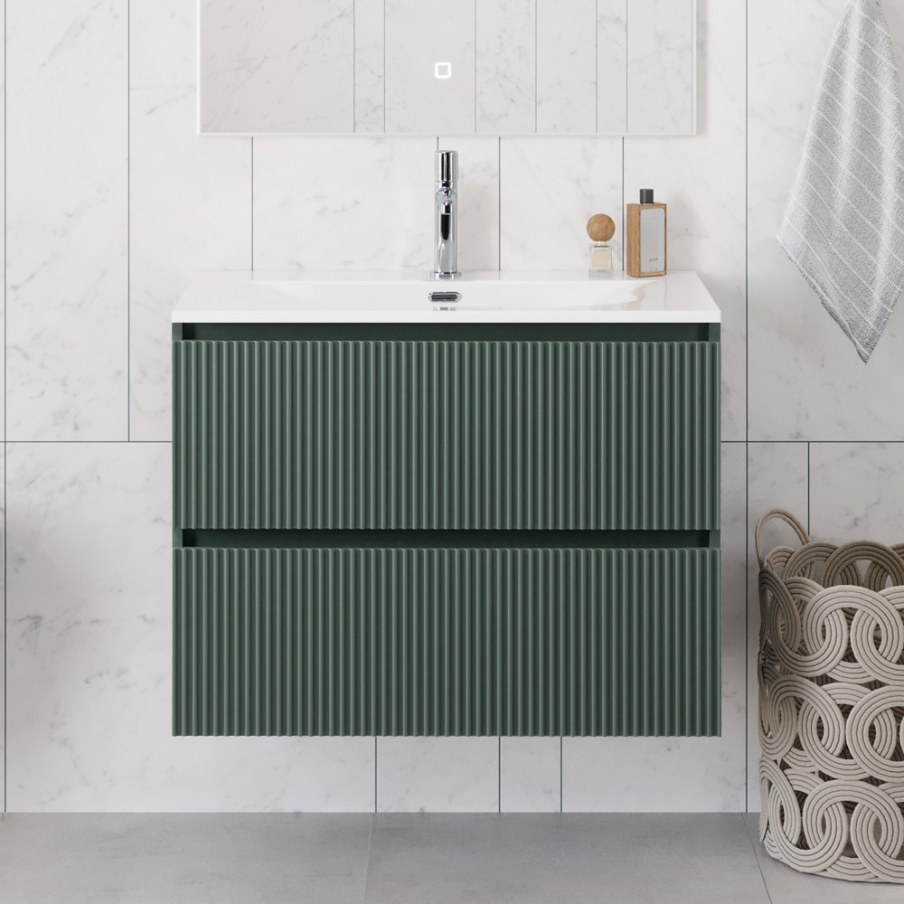купить Тумба с раковиной подвесная BelBagno UNO-800-2C-SO-VO Еловый матовый, раковина белая BB-8099-80 