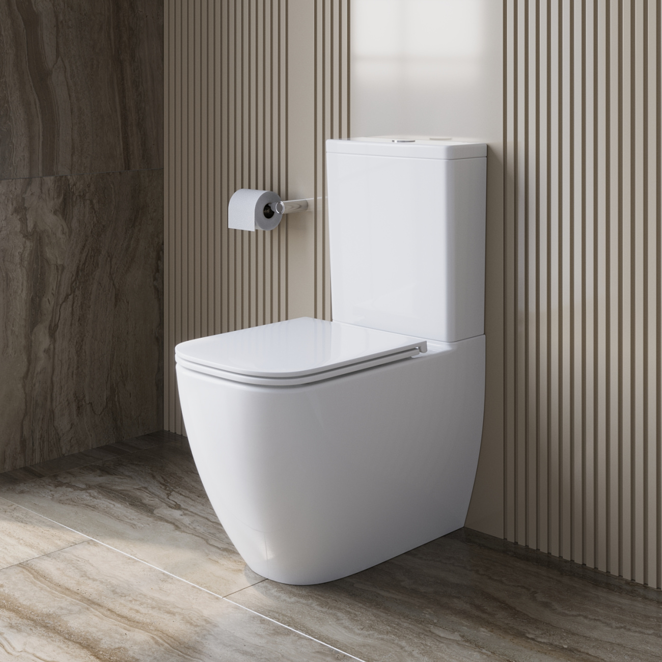 купить Унитаз-компакт безободковый с сиденьем и смывом TORNADO BelBagno LUCE-TOR BB2197CP-TOR/SC/BB2197T 