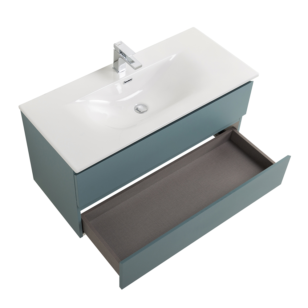 Тумба с раковиной подвесная BelBagno KRAFT-1000-2C-SO-AO Голубой матовый, раковина белая BB-8099-100