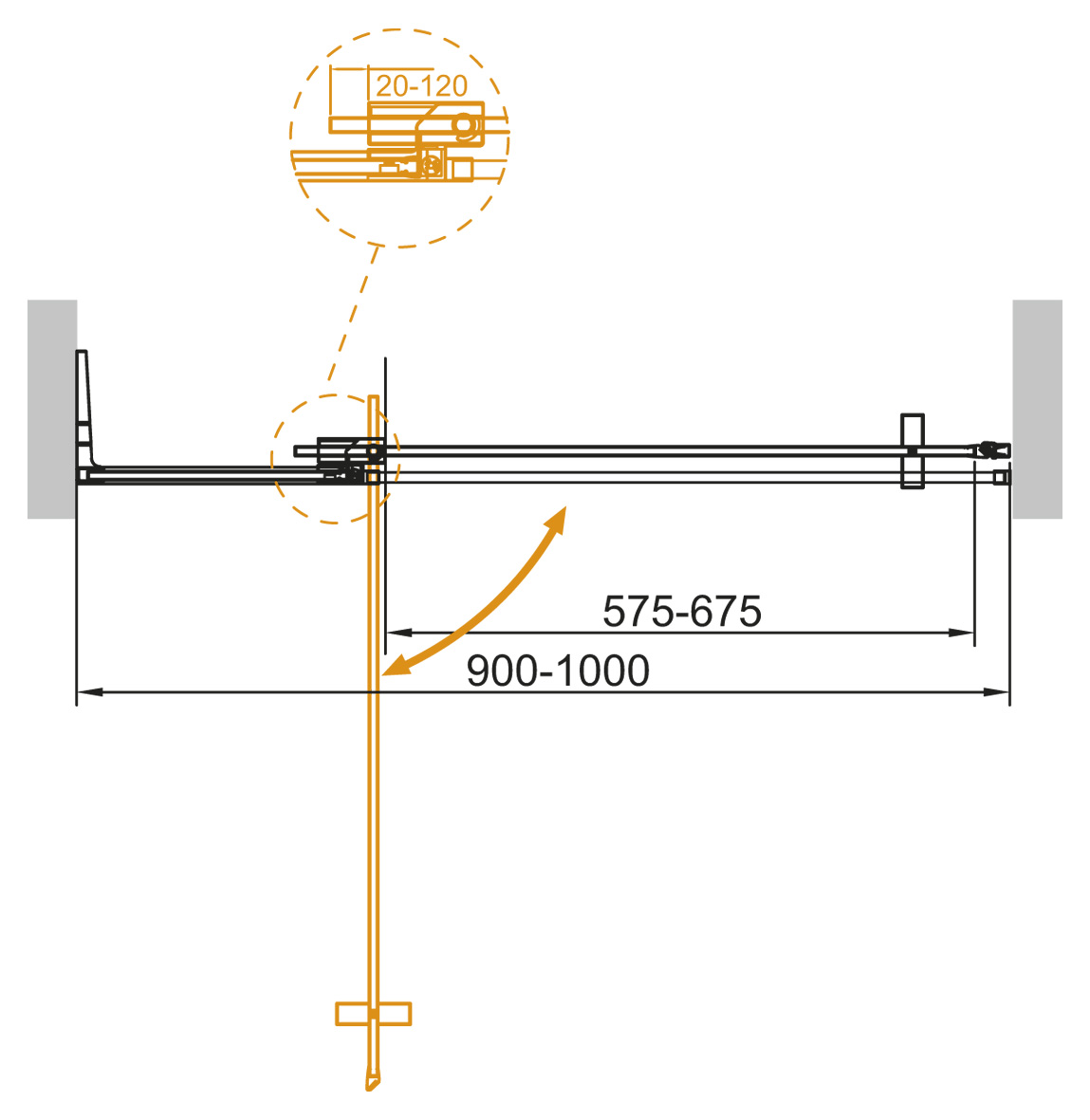 Душевая дверь в нишу CEZARES SLIDER-B-1-90/100-GRIGIO-GM