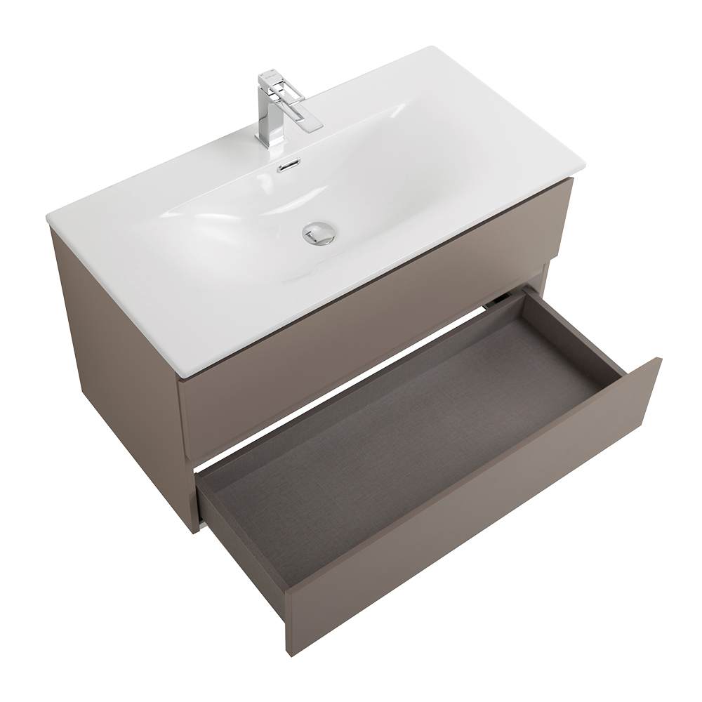 Тумба с раковиной подвесная BelBagno KRAFT-1000-2C-SO-CO Бежевый матовый, раковина белая BB-8099-100