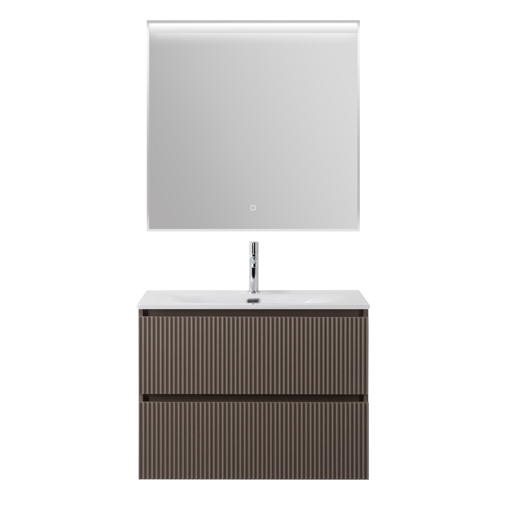 Тумба с раковиной подвесная BelBagno UNO-800-2C-SO-СO Бежевый матовый, раковина белая BB-8099-80