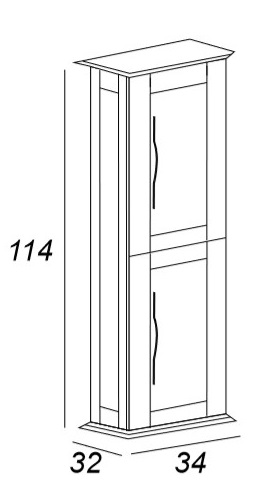 Колонна подвесная с двумя распашными дверцами, реверсивная CEZARES 54965 Blu Petrolio