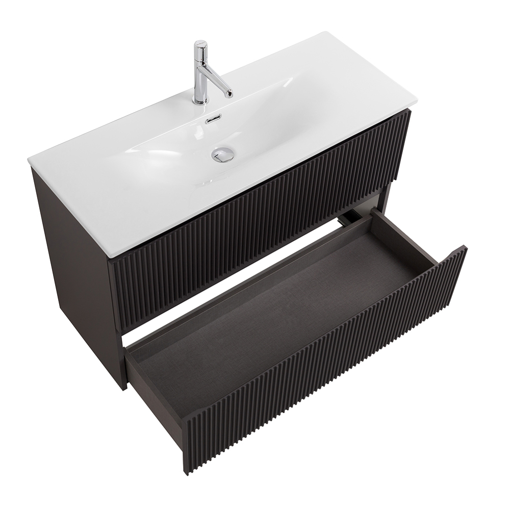 Тумба с раковиной подвесная BelBagno UNO-MINI-900-2C-SO-GSO Темно-Серый матовый, раковина белая BB-8099-3-90