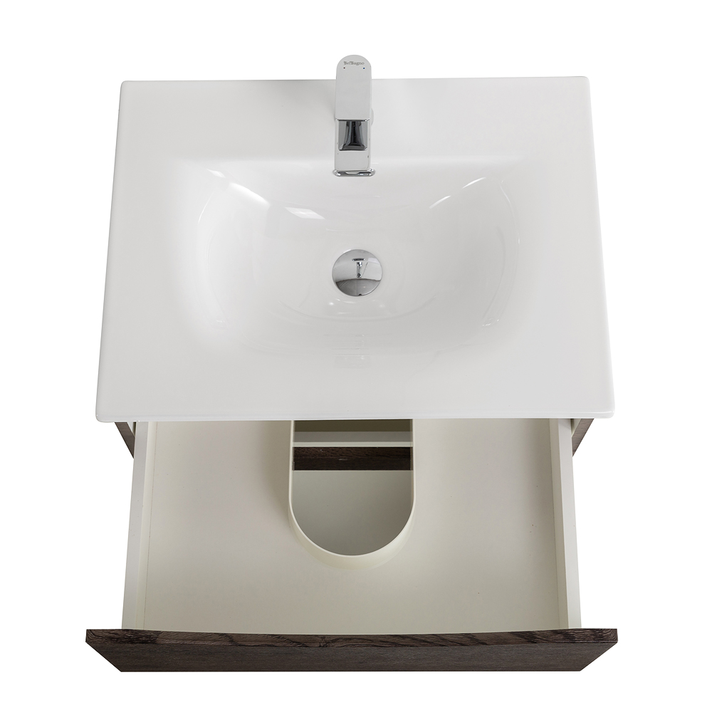 Тумба с раковиной подвесная BelBagno MARINO-CER-N-700-2C-SO-RNG-P Rovere Nature Grigio, раковина белая BB-8099-70
