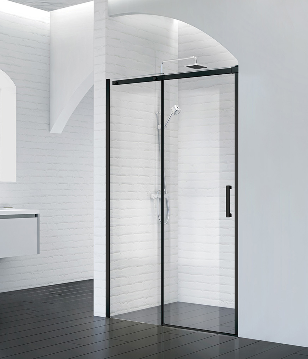 купить Душевая дверь BelBagno ACQUA-BF-1-130-C-NERO 