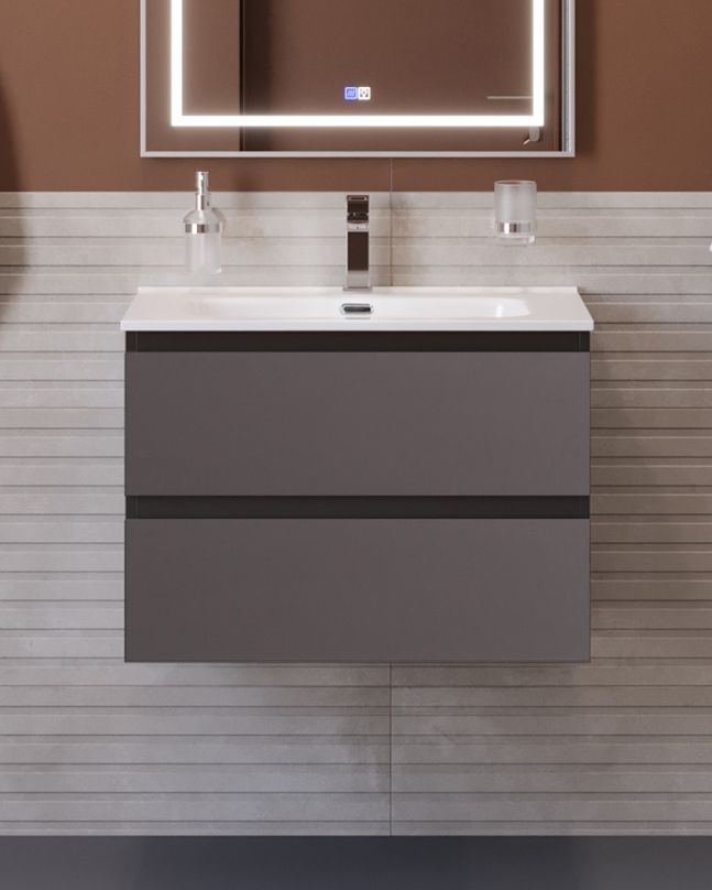 купить Тумба с раковиной подвесная BelBagno KRAFT-600-2C-SO-GSO Темно-Серый матовый, раковина белая BB600ETL 