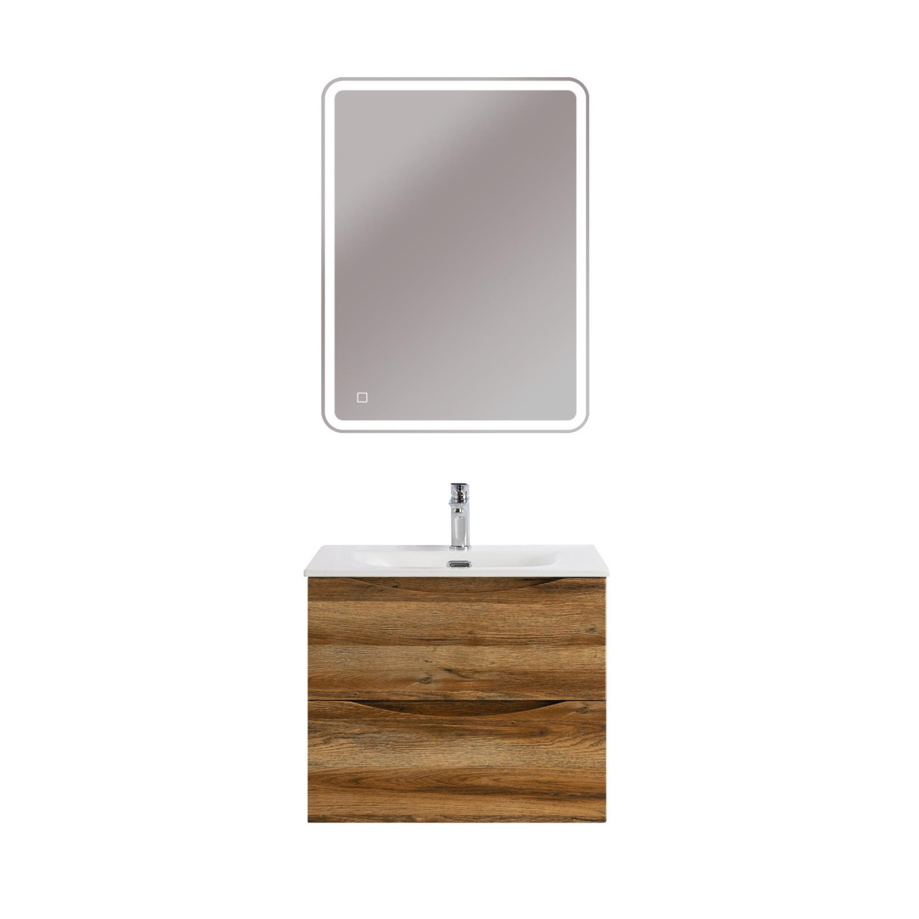 Тумба с раковиной подвесная BelBagno MARINO-CER-N-600-2C-SO-RR-P Rovere Rustico, раковина белая BB-8099-60