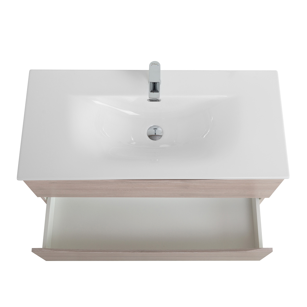Тумба с раковиной подвесная BelBagno MARINO-CER-N-1000-2C-SO-RG-P Rovere Grigio, раковина белая BB-8099-100