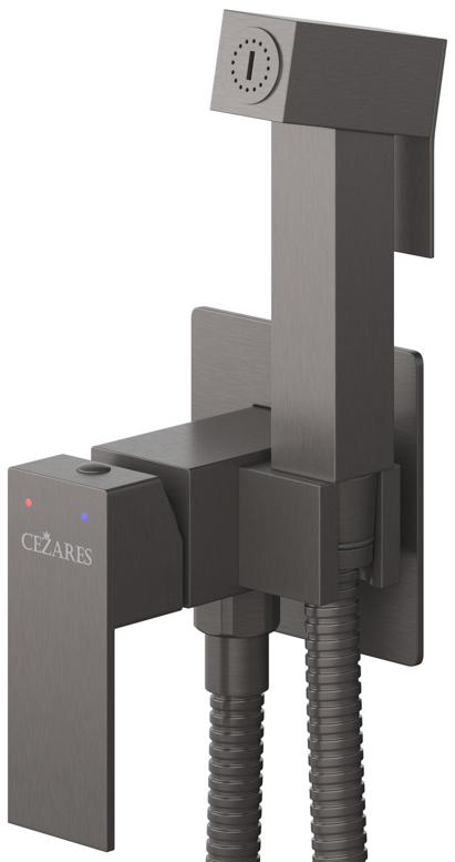 купить Встроенный смеситель Cezares SLIDER-DIF-GM с гигиеническим душем, оружейная сталь 