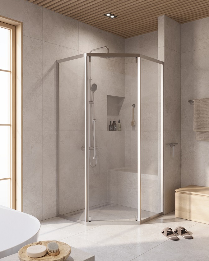 купить Душевой уголок Cezares RELAX-304-P-1-100-C-CR, 100х100х200, профиль хром, стекло прозрачное 