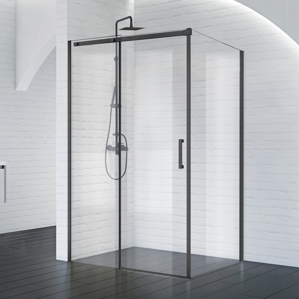 купить Душевой уголок BelBagno ACQUA-AH-1-130/90-C-NERO 