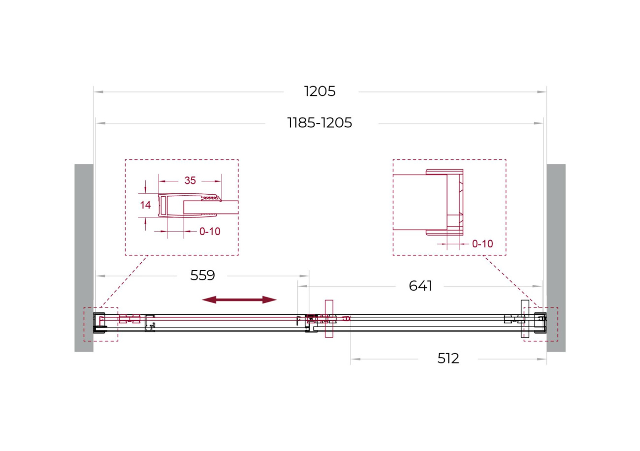 Душевая дверь шириной 120см BelBagno SOFT_CLOSE-1-BF-1-120-C-GM профиль оружейная сталь, стекло прозрачное