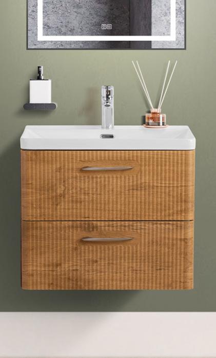 купить Подвесная тумба с раковиной Belbagno DUE 60 см Rovere Nature DUE-600-2C-SO-RN-P + BB-8076-3-60 