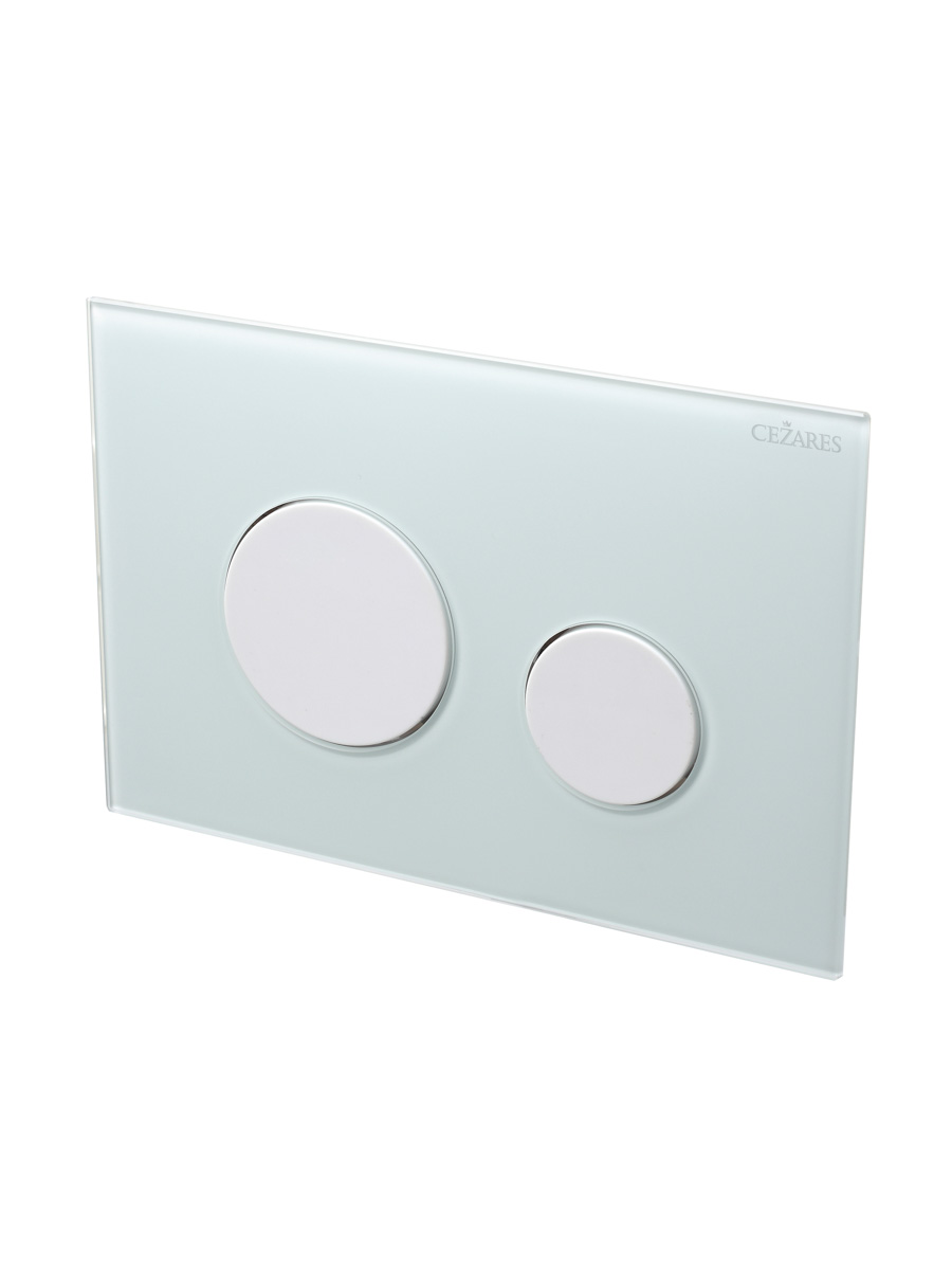 Кнопка смыва CEZARES LUX-GB-BIO-C, белое стекло/белый матовый