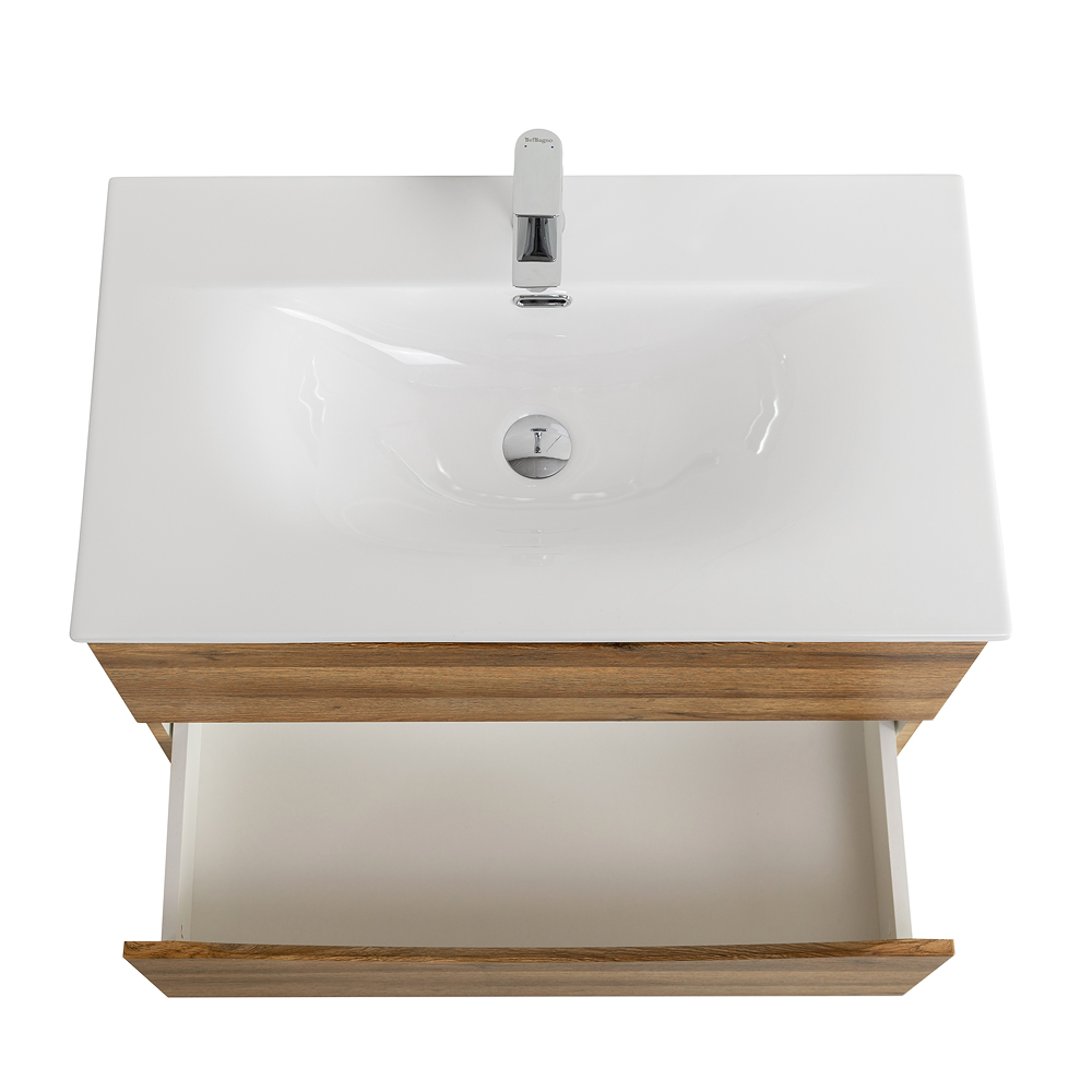 Тумба с раковиной подвесная BelBagno MARINO-CER-N-800-2C-SO-RR-P Rovere Rustico, раковина белая BB-8099-80