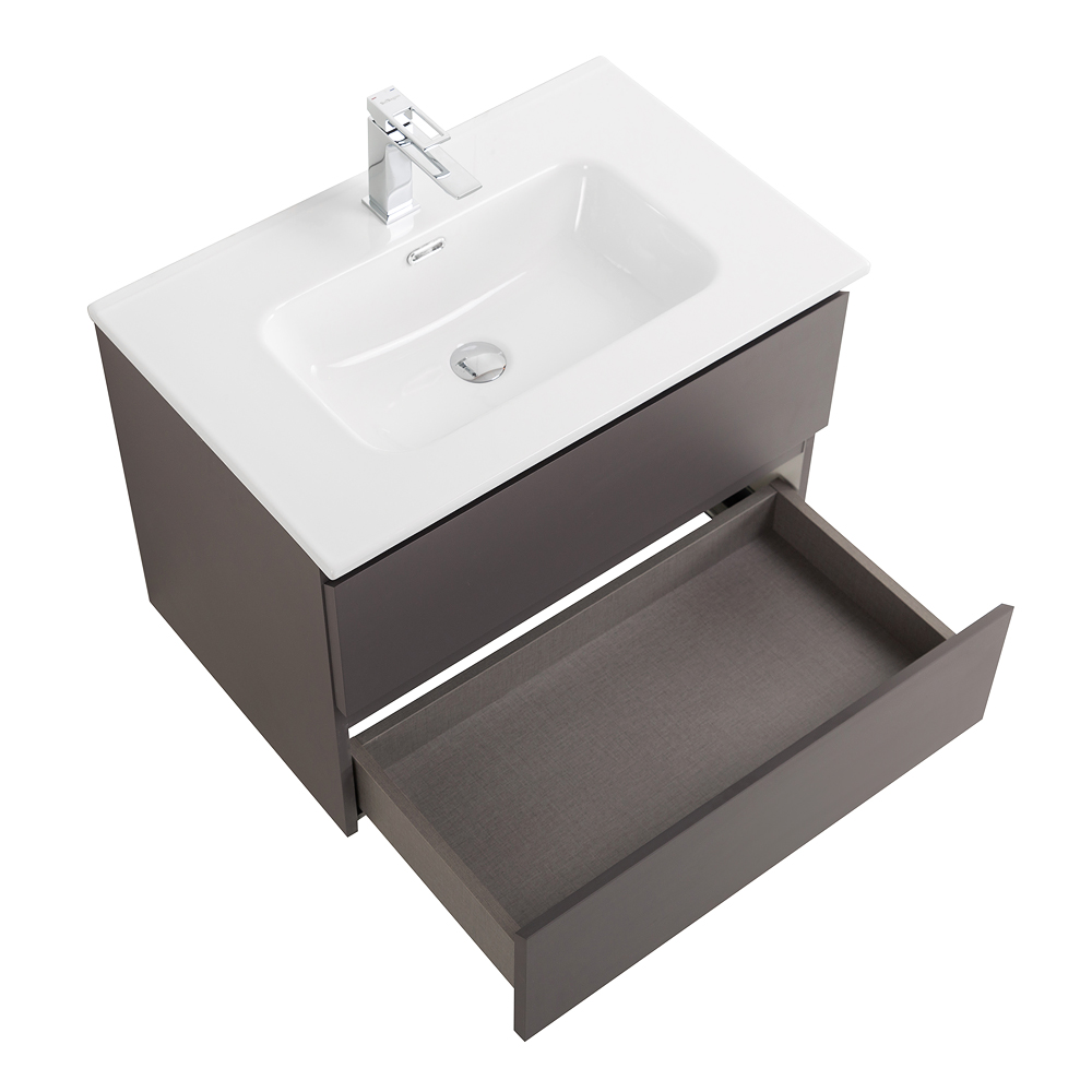 Тумба с раковиной подвесная BelBagno KRAFT-600-2C-SO-GSO Темно-Серый матовый, раковина белая BB600ETL