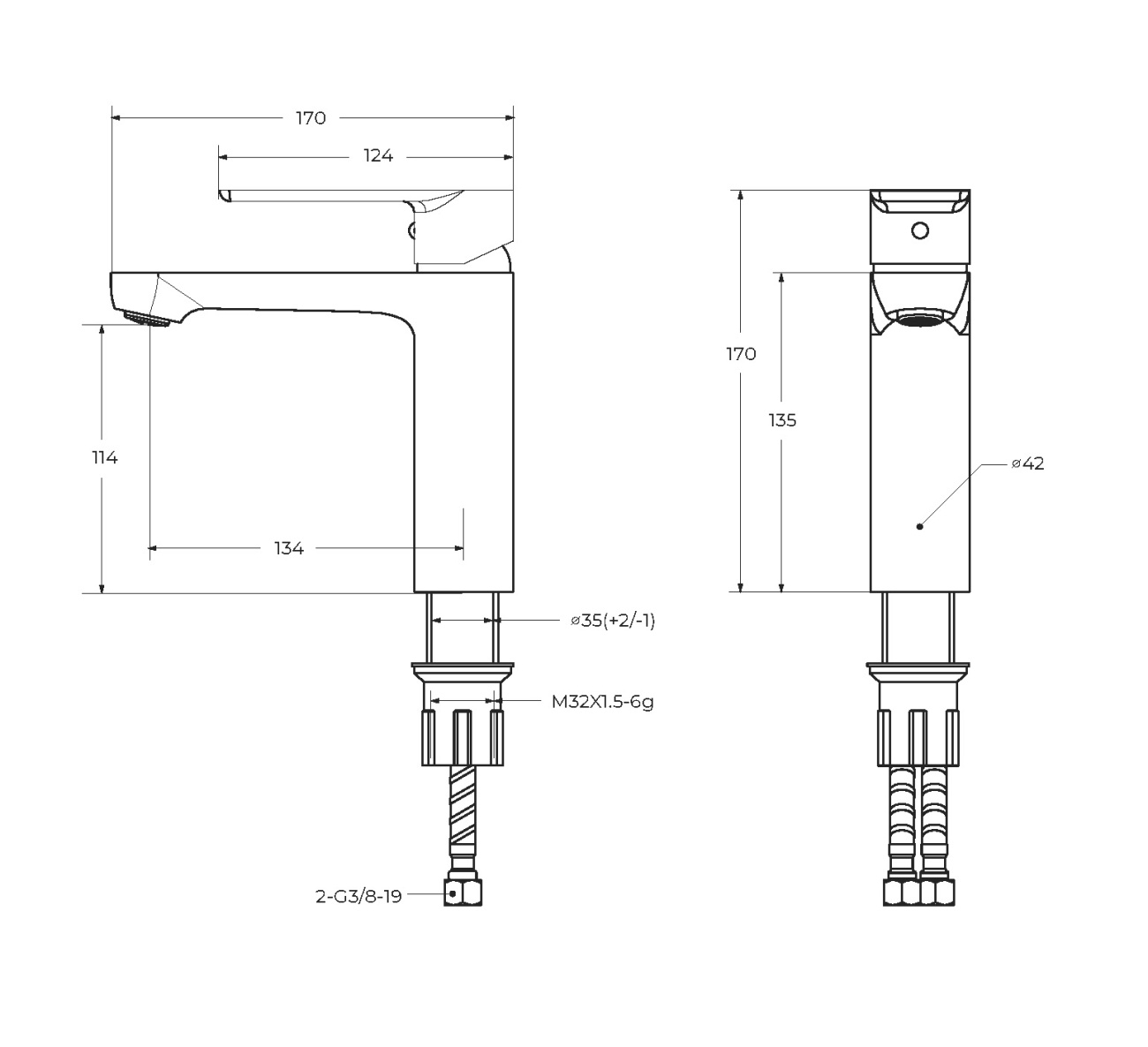 Смеситель для раковины CEZARES STYLUS-LS-BORO с донным клапаном